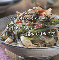 ノンオイルが嬉しい！ささみと梅ひじきの春雨サラダ🌷🌿