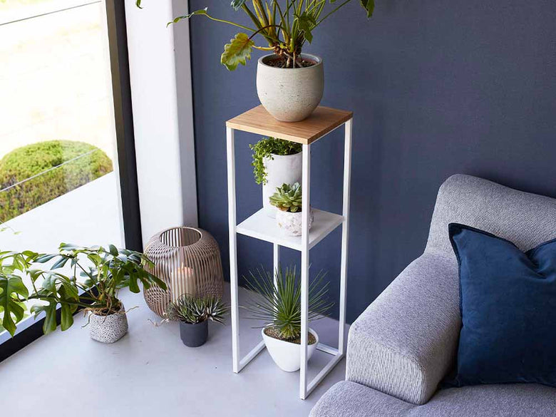 植物が飾られたYamazaki製tower加湿器スタンド
