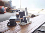 YAMAZAKI/tower製「tosca/トスカ」タブレット＆リモコンラック、スチール素材のオフィス用スタンド