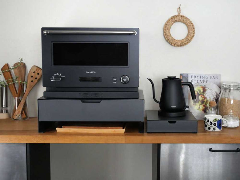 スチール製キッチン家電下収納ラック Sサイズ2点セットの仕様シーン3