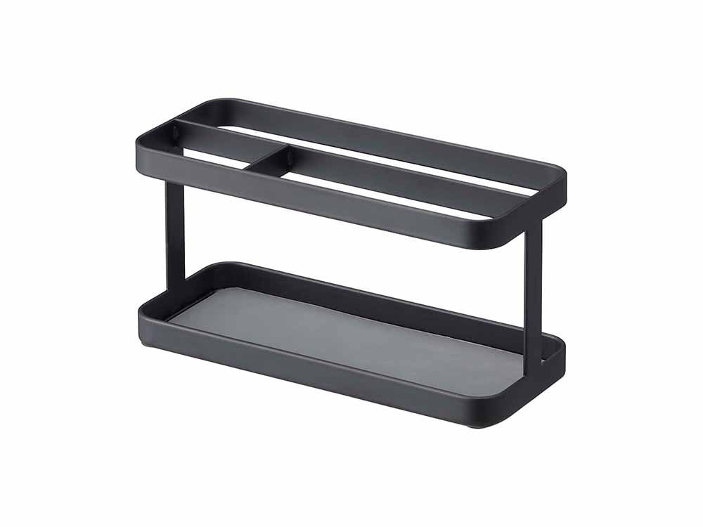 YAMAZAKI/towerのtoscaシリーズ「タブレット＆リモコンラック」。スチール製で幅21cm、高さ10.5cmのオフィスやキッチンに適した収納用具