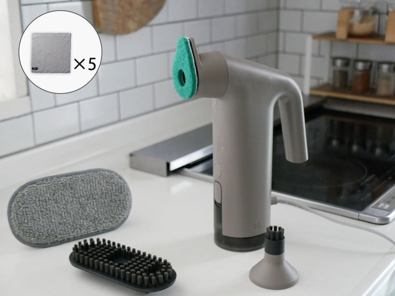 《ノベルティ付》【±０/プラスマイナスゼロ】スチームクリーナー（食器・テーブル・シンク周り用のふきん5枚入）