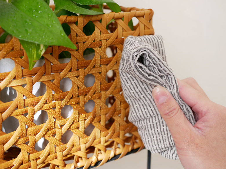 クレエ UTILE Octa ユティル オクタ ポットスタンド用の籐とロープで作られたナチュラルな収納バスケット